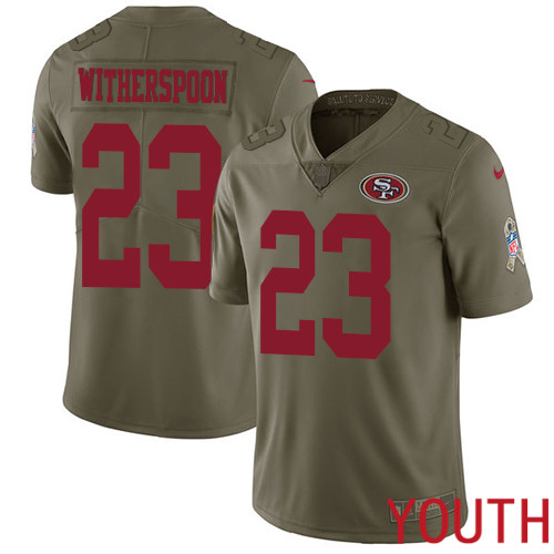 San Francisco 49ers Limited Olive Youth Ahkello Witherspoon NFL Jersey 23 2017 Salute to